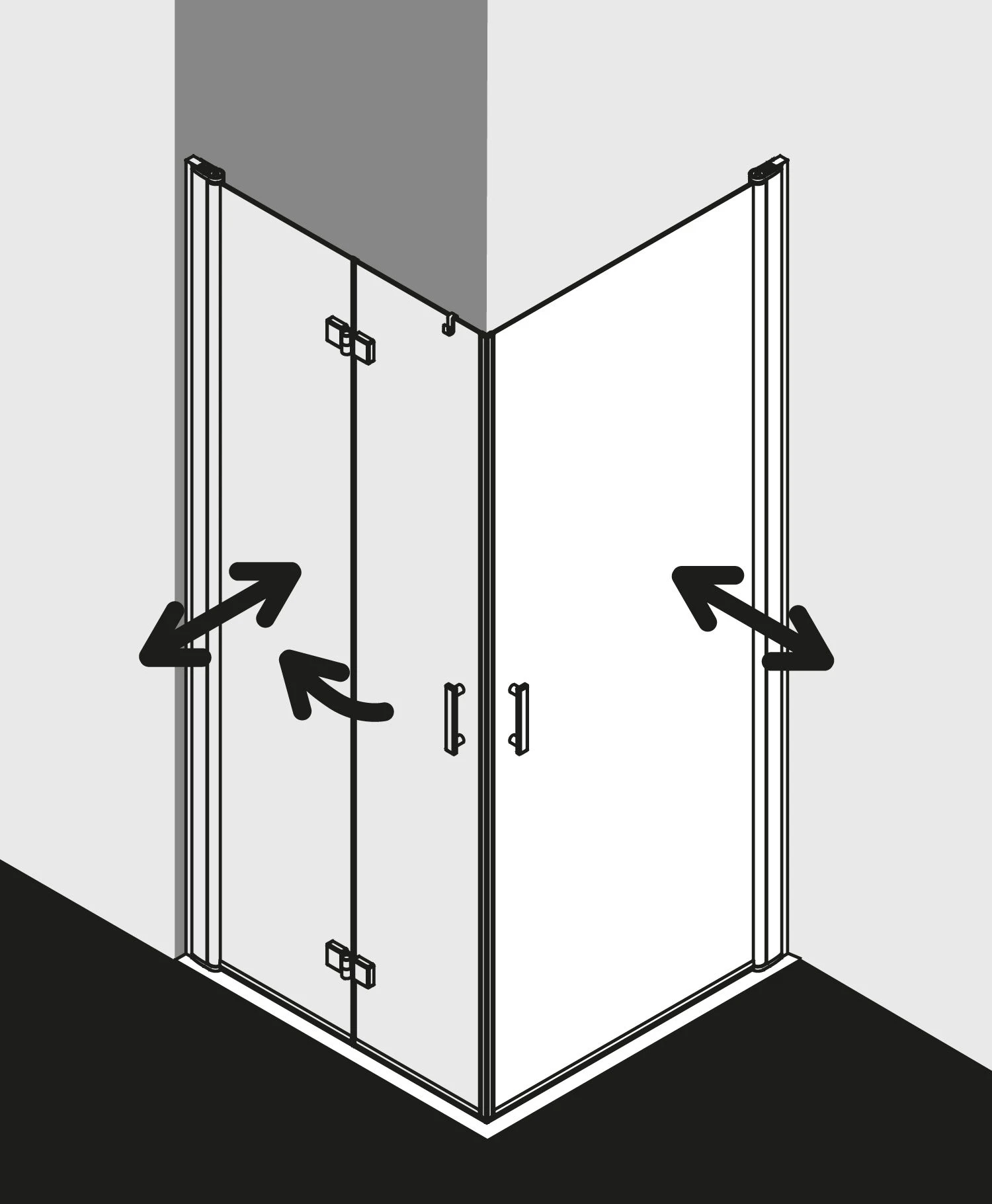 Kermi Diga Eckeinstiegshälfte Pendeltür DI1ER080182AK 80x185cm, Weiß, ESG Klar, Rechts, Auf Duschwanne 6 Kermi Diga Eckeinstiegshälfte Pendeltür DI1ER080182AK 80x185cm, Weiß, ESG Klar, Rechts, Auf Duschwanne – Bild 4