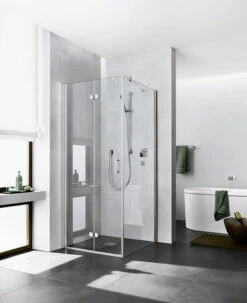 Kermi Diga Pendel-Falttür Für Seitenwand DI2SL12318VAK 123x185cm, Silber Hochglanz, ESG Klar, Links, Auf Duschplatz