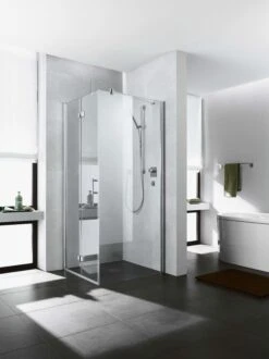 Kermi Diga Seitenwand DITWD08018VPK 80x185cm, Silber Hochglanz, ESG Klar Clean, Auf Duschwanne