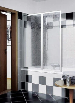 Kermi Faltwand Vario 2000, 2-flüglig 115,1-116,7x140cm, Silber, ESG KermiClean