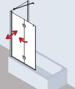 Kermi Liga Badewannen-Faltwand LI2PR12015VPK 120x150cm, Silber Hochglanz, ESG Klar Clean, Rechts -Geberit Store Kermi Liga Badewannen Faltwand LI2PR12015VPK 120x150cm silber hochglanz ESG klar Clean rechts 2