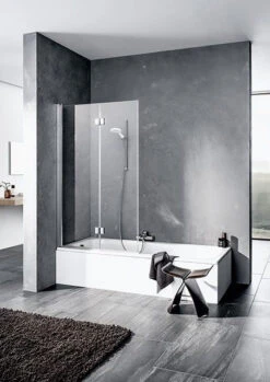 Kermi Liga Badewannen-Faltwand LI2PR12015VPK 120x150cm, Silber Hochglanz, ESG Klar Clean, Rechts