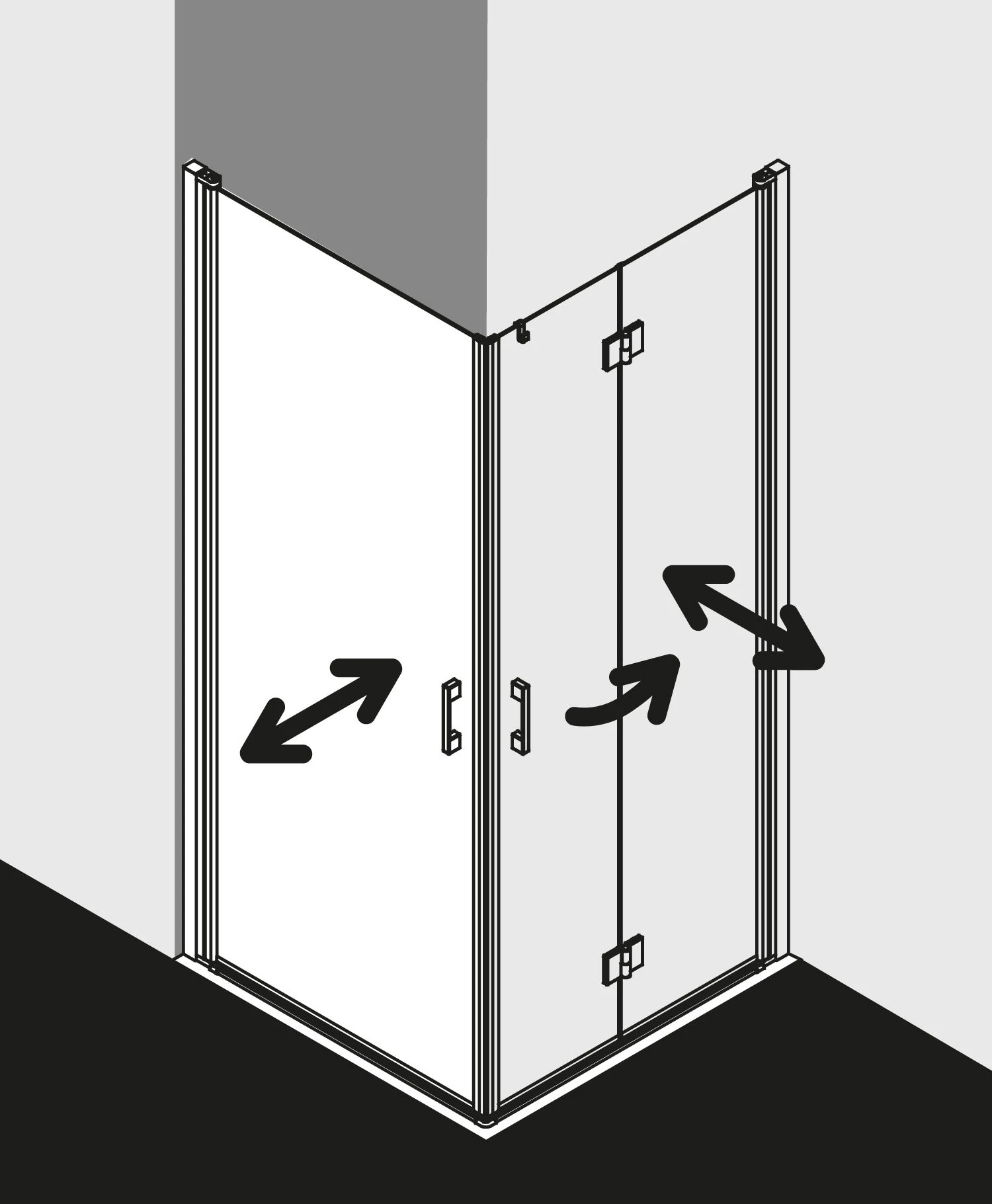 Kermi Liga Eckeinstiegshälfte Pendeltür LI1ER100181PK 100x185cm, Silber Mattglanz, ESG Klar Clean, Rechts, Auf Duschwanne 5 Kermi Liga Eckeinstiegshälfte Pendeltür LI1ER100181PK 100x185cm, Silber Mattglanz, ESG Klar Clean, Rechts, Auf Duschwanne – Bild 3