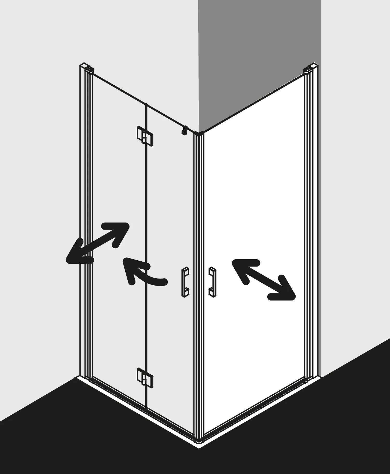Kermi Liga Eckeinstiegshälfte Pendeltür LI1ER100181PK 100x185cm, Silber Mattglanz, ESG Klar Clean, Rechts, Auf Duschwanne 6 Kermi Liga Eckeinstiegshälfte Pendeltür LI1ER100181PK 100x185cm, Silber Mattglanz, ESG Klar Clean, Rechts, Auf Duschwanne – Bild 4