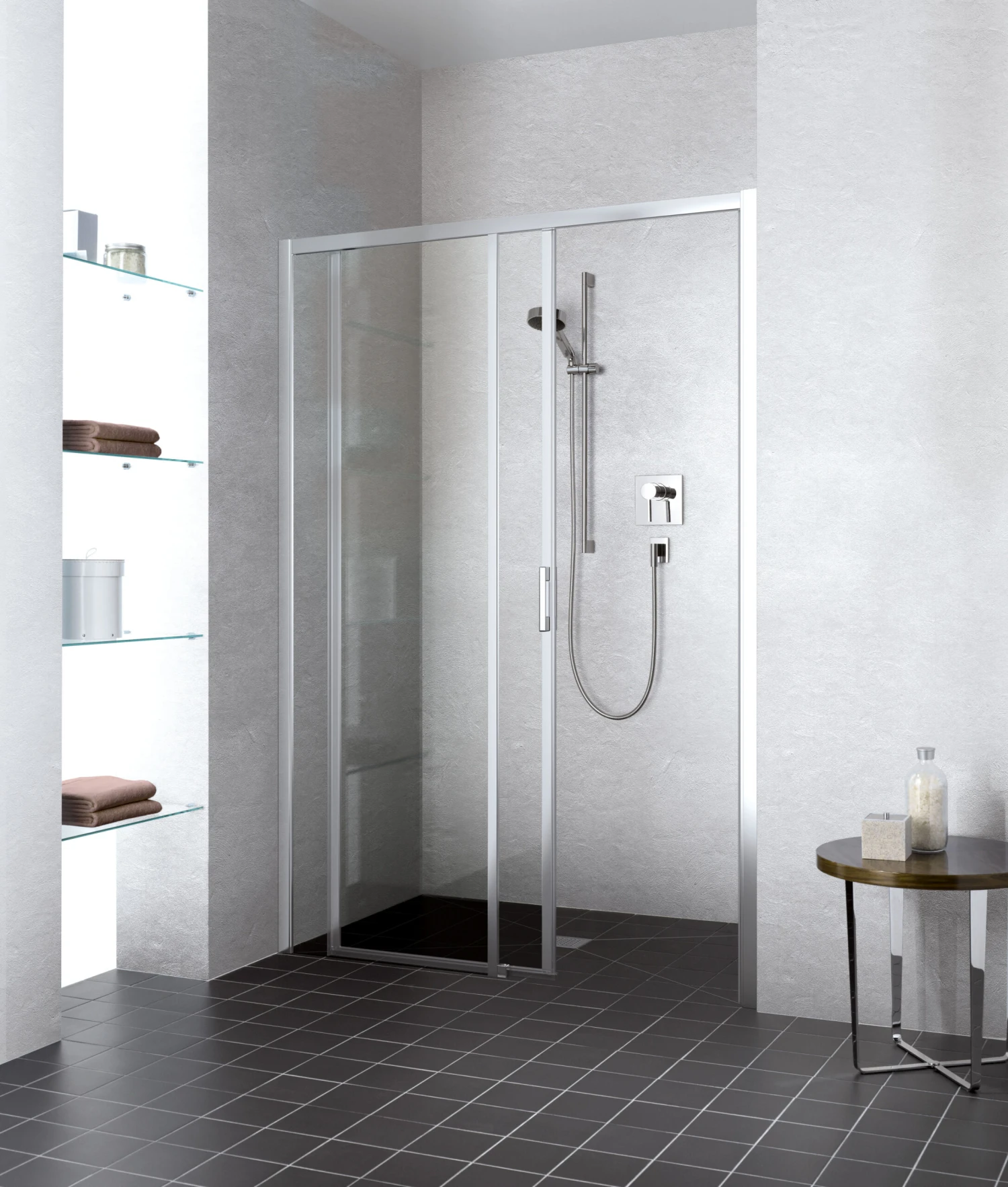 Kermi Liga Gleittür 2-tlg. Bodenfrei Mit Festfeld LID2L160201AK 156-161x200cm, Silber Mattglanz, ESG Klar, Links, Auf Duschwanne 3 Kermi Liga Gleittür 2-tlg. Bodenfrei Mit Festfeld LID2L160201AK 156-161x200cm, Silber Mattglanz, ESG Klar, Links, Auf Duschwanne