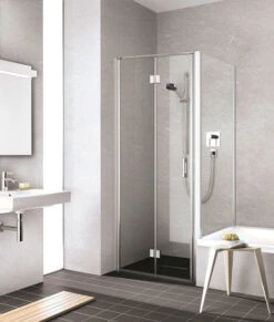 Kermi Liga Pendel-Falttür Für Seitenwand LI2SL100181AK 100x185cm, Silber Mattglanz, ESG Klar, Links, Auf Duschwanne -Geberit Store Kermi Liga Pendel Falttuer fuer Seitenwand LI2SL100181AK 100x185cm silber mattglanz ESG klar links auf Duschwanne 4