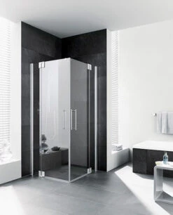 Kermi Pasa XP Eckeinstieg-Pendeltür Mit Festfeld PXEPR09020VAK 90x200cm, Silber Hochglanz, ESG Klar, Halbteil Rechts, Auf Duschwanne