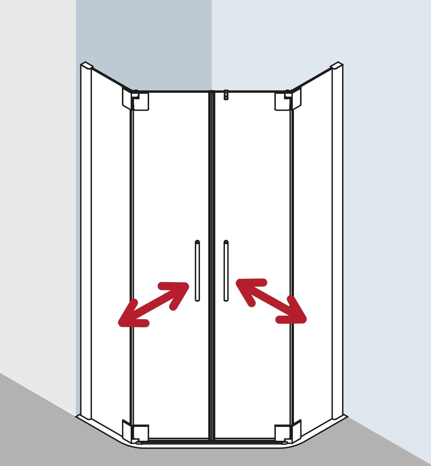 Kermi Pasa XP Fünfeck-Duschkabine Pendeltür PXF00F1118VAK 75x90x185cm, Silber Hochglanz, ESG Klar 4 Kermi Pasa XP Fünfeck-Duschkabine Pendeltür PXF00F1118VAK 75x90x185cm, Silber Hochglanz, ESG Klar – Bild 2