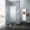 Kermi Pasa XP Fünfeck-Duschkabine Pendeltür PXF00F1118VAK 75x90x185cm, Silber Hochglanz, ESG Klar