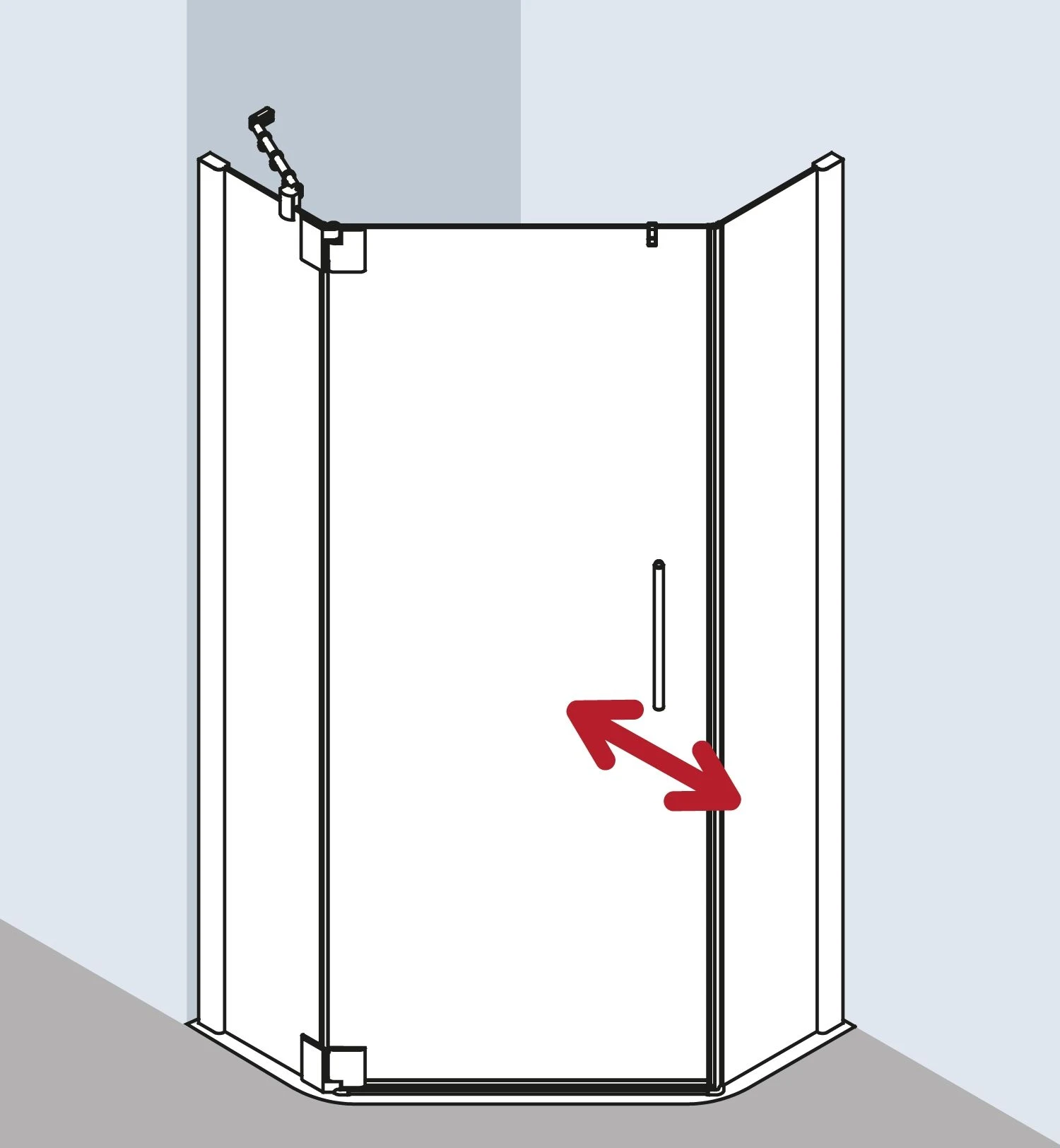 Kermi Pasa XP Fünfeck-Duschkabine Pendeltür PXL53100201AK 100x100x200cm, Silber Mattglanz, ESG Klar, Links 4 Kermi Pasa XP Fünfeck-Duschkabine Pendeltür PXL53100201AK 100x100x200cm, Silber Mattglanz, ESG Klar, Links – Bild 2