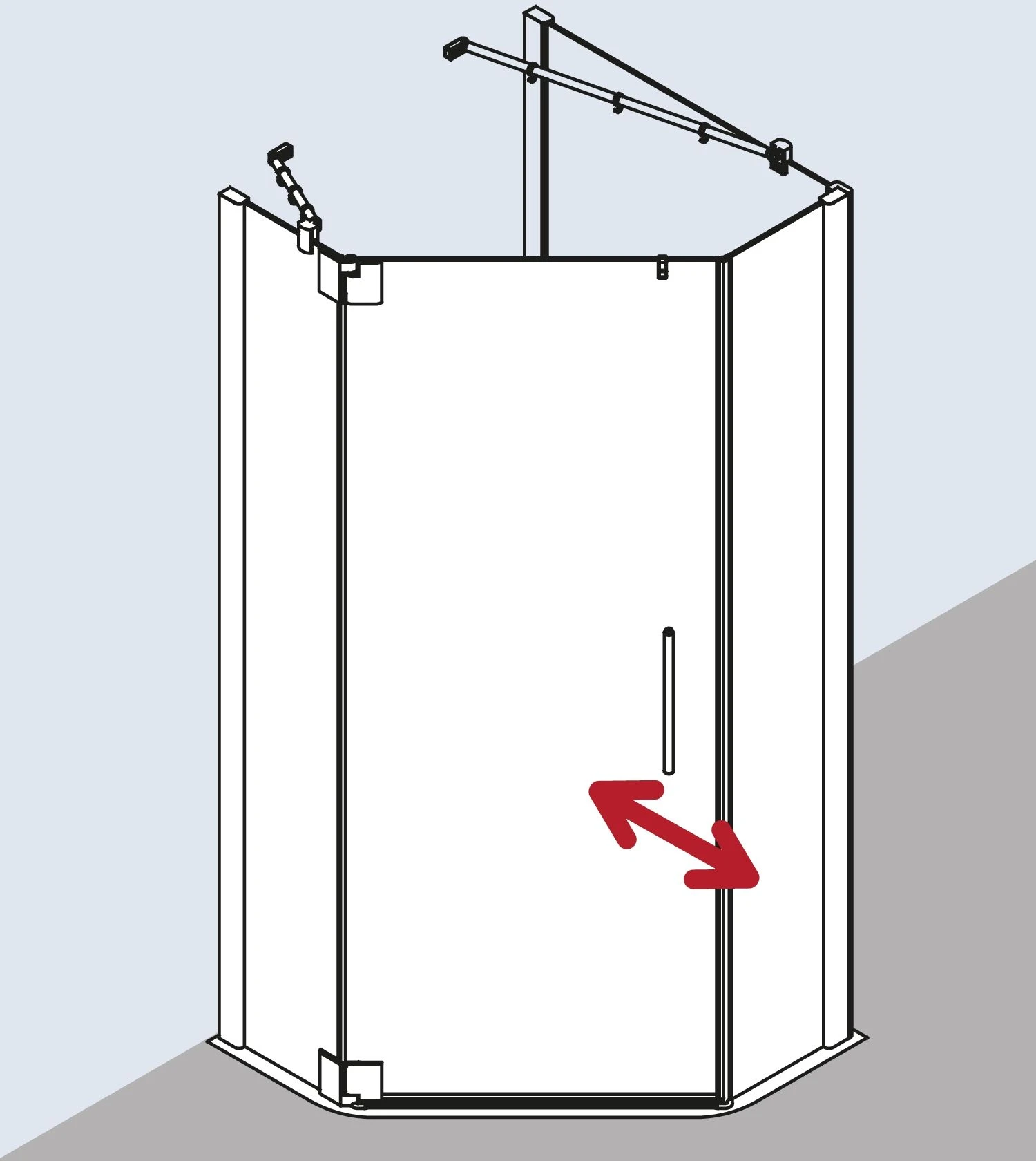 Kermi Pasa XP Fünfeck-Duschkabine Pendeltür PXL53100201AK 100x100x200cm, Silber Mattglanz, ESG Klar, Links 6 Kermi Pasa XP Fünfeck-Duschkabine Pendeltür PXL53100201AK 100x100x200cm, Silber Mattglanz, ESG Klar, Links – Bild 4