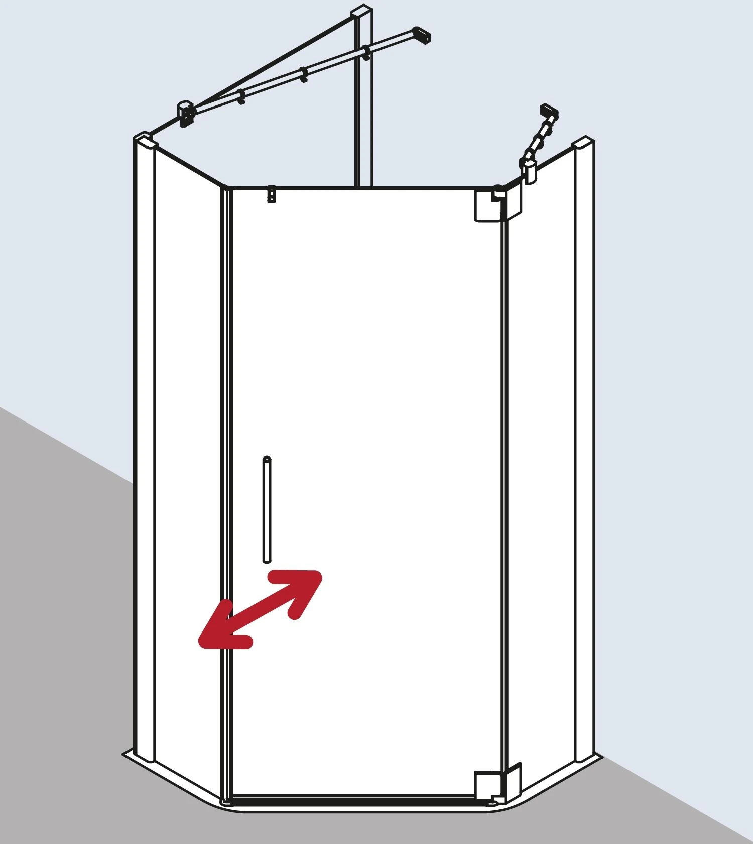 Kermi Pasa XP Fünfeck-Duschkabine Pendeltür PXL53100201AK 100x100x200cm, Silber Mattglanz, ESG Klar, Links 7 Kermi Pasa XP Fünfeck-Duschkabine Pendeltür PXL53100201AK 100x100x200cm, Silber Mattglanz, ESG Klar, Links – Bild 5