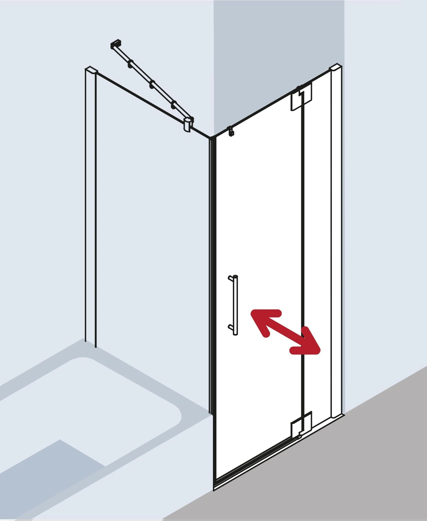 Kermi Pasa XP Pendeltür 1-fl. M Festfeld Für Seitenwand PX1WR120181PK 120x185cm, Silber Mattglanz, ESG Klar Clean, Rechts, Auf Duschwanne 7 Kermi Pasa XP Pendeltür 1-fl. M Festfeld Für Seitenwand PX1WR120181PK 120x185cm, Silber Mattglanz, ESG Klar Clean, Rechts, Auf Duschwanne – Bild 5