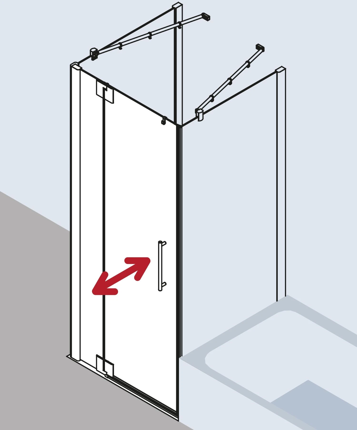 Kermi Pasa XP Pendeltür 1-fl. M Festfeld Für Seitenwand PX1WR120181PK 120x185cm, Silber Mattglanz, ESG Klar Clean, Rechts, Auf Duschwanne 10 Kermi Pasa XP Pendeltür 1-fl. M Festfeld Für Seitenwand PX1WR120181PK 120x185cm, Silber Mattglanz, ESG Klar Clean, Rechts, Auf Duschwanne – Bild 8