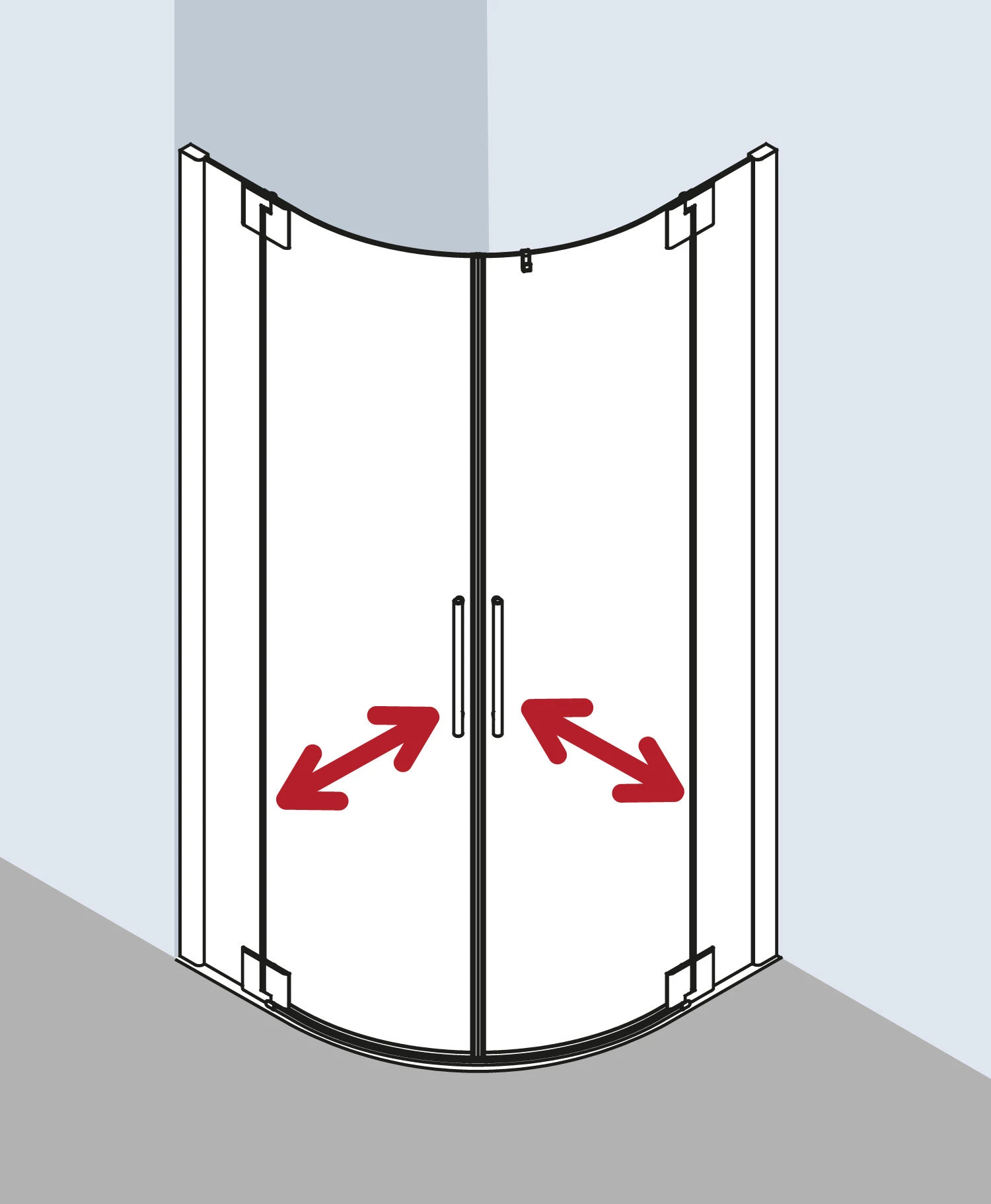 Kermi Pasa XP Viertelkreis-Pendeltür PXP50V7118VPK 90x120x185cm, Radius 50cm, Silber Hochglanz, ESG Klar Clean 4 Kermi Pasa XP Viertelkreis-Pendeltür PXP50V7118VPK 90x120x185cm, Radius 50cm, Silber Hochglanz, ESG Klar Clean – Bild 2
