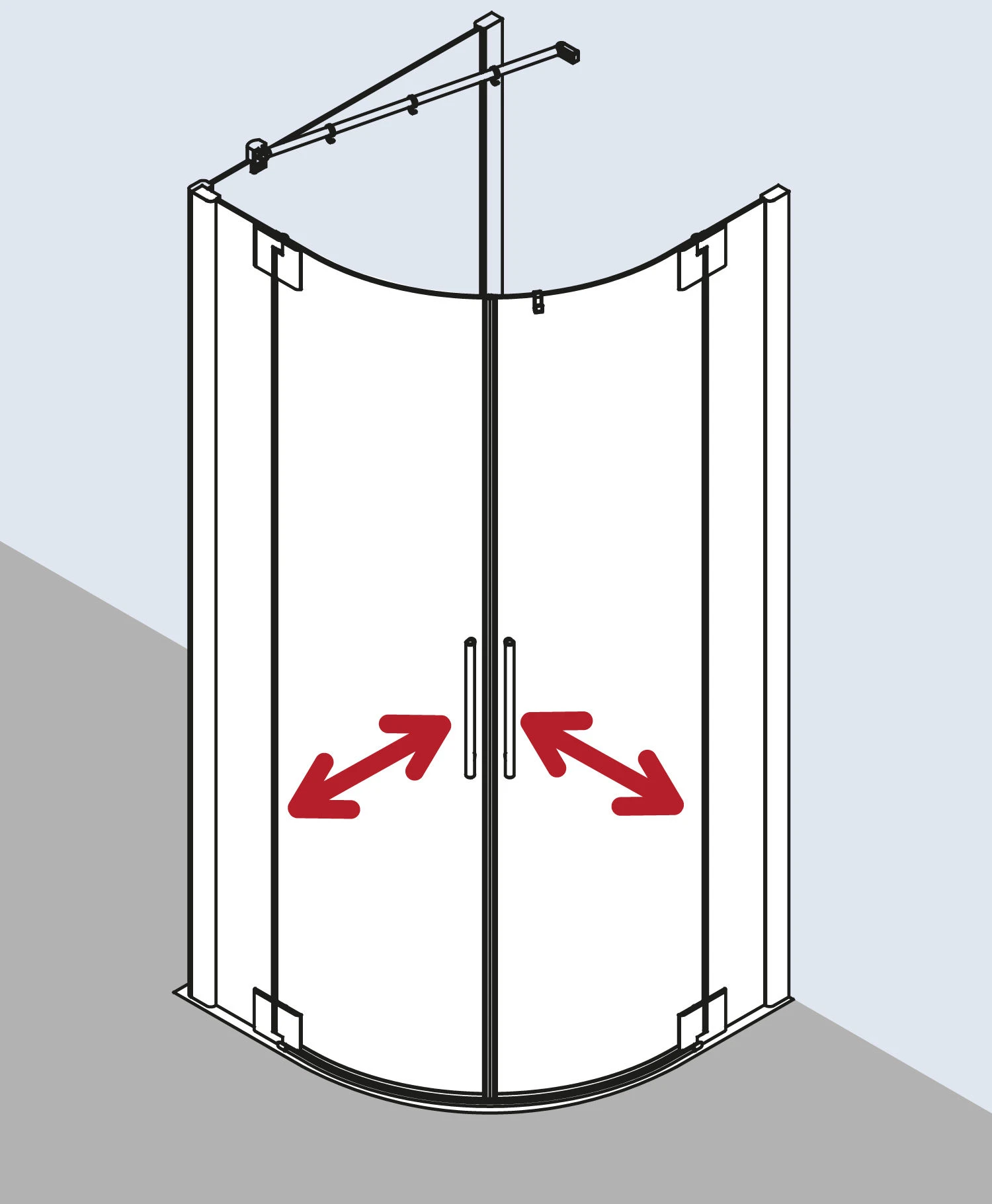 Kermi Pasa XP Viertelkreis-Pendeltür PXP50V7118VPK 90x120x185cm, Radius 50cm, Silber Hochglanz, ESG Klar Clean 6 Kermi Pasa XP Viertelkreis-Pendeltür PXP50V7118VPK 90x120x185cm, Radius 50cm, Silber Hochglanz, ESG Klar Clean – Bild 4