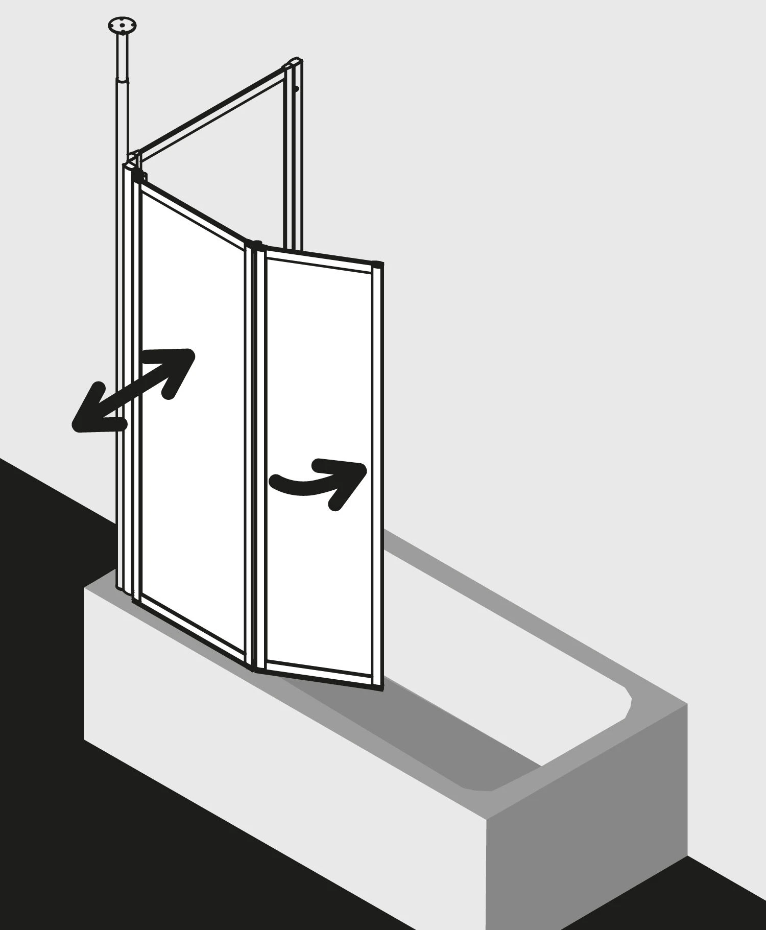 Kermi Vario 2000 Faltwand 2-flügelig V2TS1075142YK 101,1-102,7x140cm, Weiß, ESG SR Opaco Clean 4 Kermi Vario 2000 Faltwand 2-flügelig V2TS1075142YK 101,1-102,7x140cm, Weiß, ESG SR Opaco Clean – Bild 2