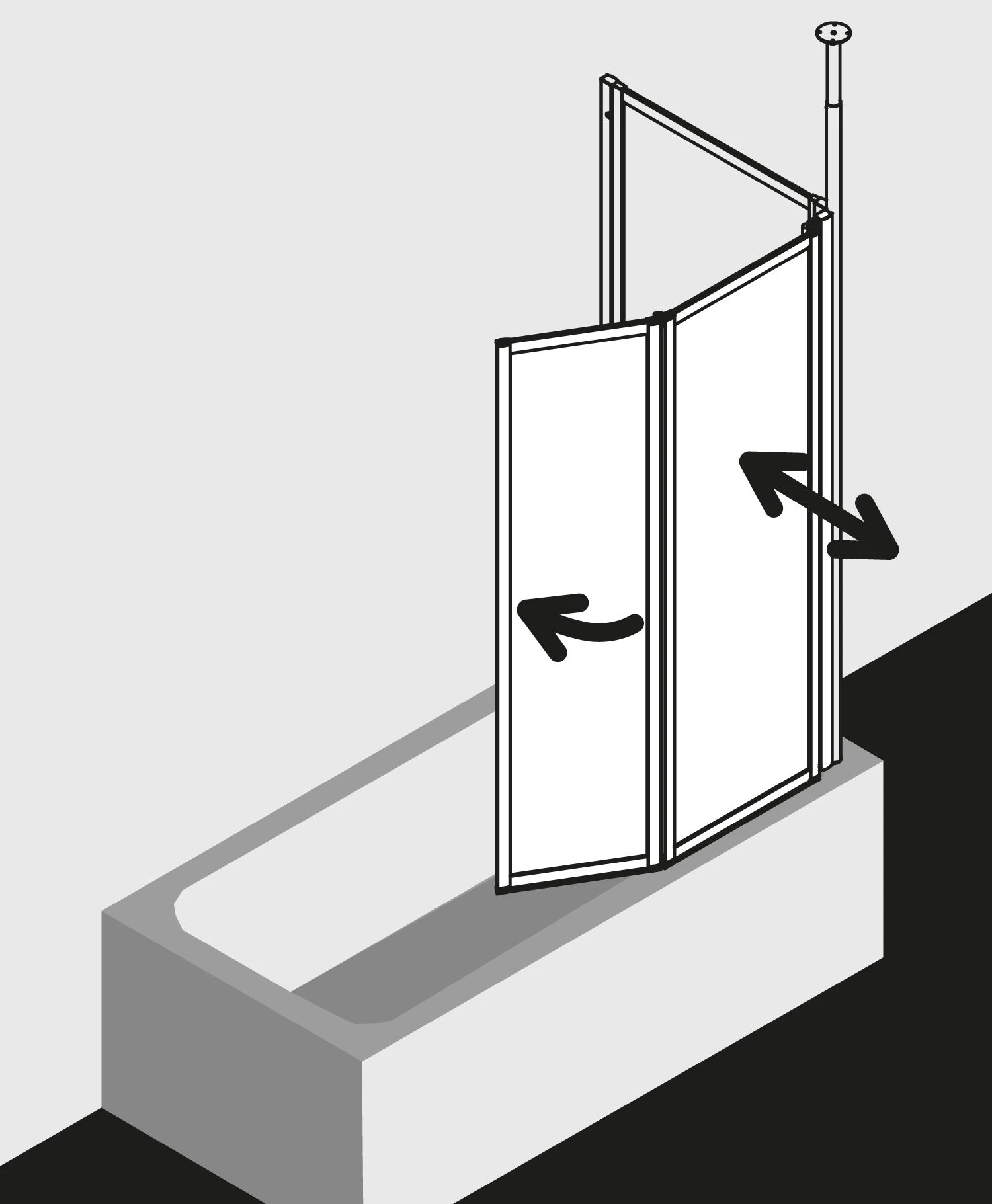 Kermi Vario 2000 Faltwand 2-flügelig V2TS1075142YK 101,1-102,7x140cm, Weiß, ESG SR Opaco Clean 5 Kermi Vario 2000 Faltwand 2-flügelig V2TS1075142YK 101,1-102,7x140cm, Weiß, ESG SR Opaco Clean – Bild 3