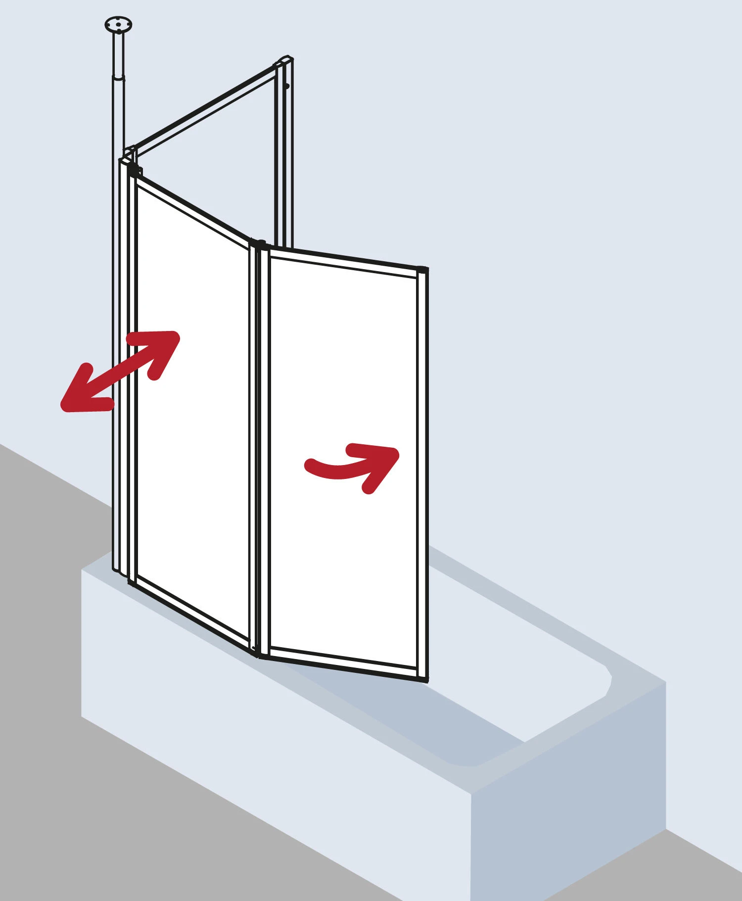 Kermi Vario 2000 Faltwand 2-flügelig V2TS1075142YK 101,1-102,7x140cm, Weiß, ESG SR Opaco Clean 7 Kermi Vario 2000 Faltwand 2-flügelig V2TS1075142YK 101,1-102,7x140cm, Weiß, ESG SR Opaco Clean – Bild 5