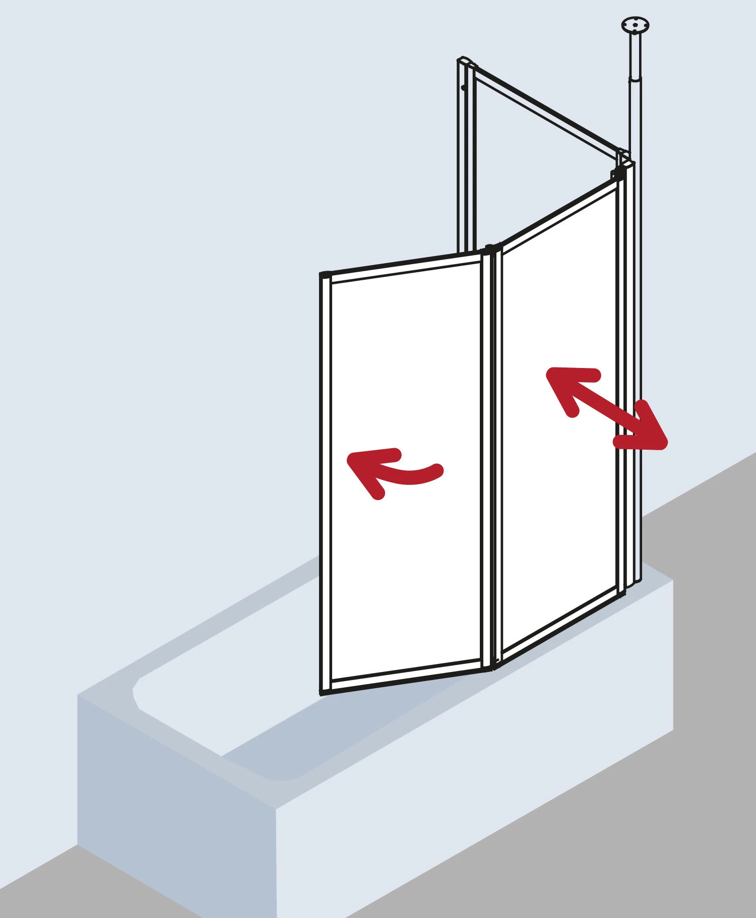 Kermi Vario 2000 Faltwand 2-flügelig V2TS1075142YK 101,1-102,7x140cm, Weiß, ESG SR Opaco Clean 9 Kermi Vario 2000 Faltwand 2-flügelig V2TS1075142YK 101,1-102,7x140cm, Weiß, ESG SR Opaco Clean – Bild 7