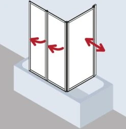 Kermi Vario 2000 Faltwand 3-tlg. V2FW30601422K 68,5-71,8x140cm, Weiß, Kerolan Perl -Geberit Store Kermi Vario 2000 Faltwand 3 tlg. V2FW30601422K 685 718x140cm weiss Kerolan Perl 1