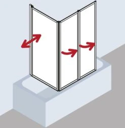 Kermi Vario 2000 Faltwand 3-tlg. V2FW30601422K 68,5-71,8x140cm, Weiß, Kerolan Perl -Geberit Store Kermi Vario 2000 Faltwand 3 tlg. V2FW30601422K 685 718x140cm weiss Kerolan Perl 2