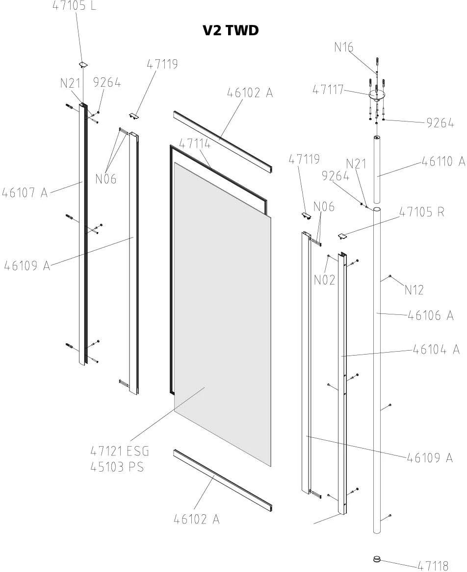 Kermi Vario 2000 Seitenwand V2TWD0701422K 61,4-64,6x140cm, Weiß, Kerolan Perl 6 Kermi Vario 2000 Seitenwand V2TWD0701422K 61,4-64,6x140cm, Weiß, Kerolan Perl – Bild 4