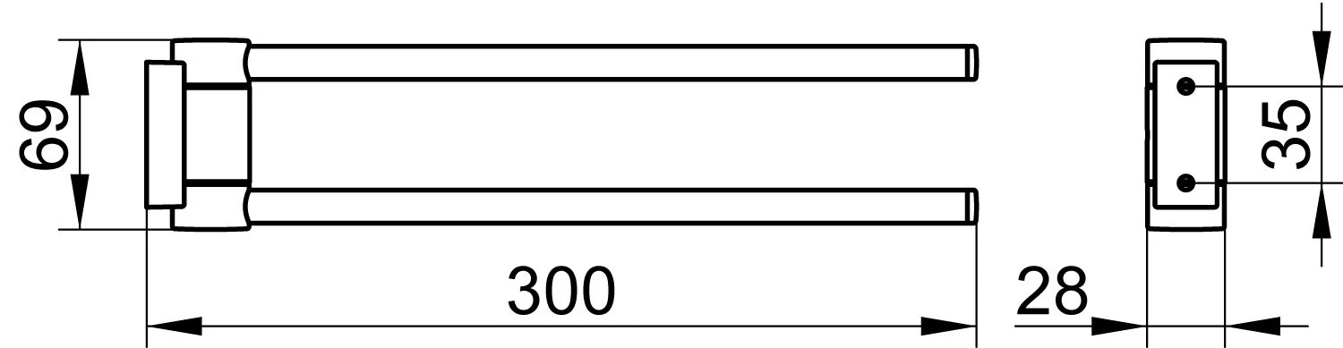 Keuco Handtuchhalter Plan, 2-teilig 14919170000 300mm, Schwenkbar, Alu Silber-eloxiert/chrom 4 Keuco Handtuchhalter Plan, 2-teilig 14919170000 300mm, Schwenkbar, Alu Silber-eloxiert/chrom – Bild 2