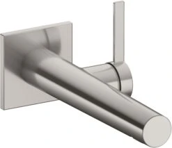 Keuco Ixmo Waschtisch-Einhebelmischer 59516051102 Ausladung 219mm, Nickel Gebürstet, Wandmontage, Eckige Rosette