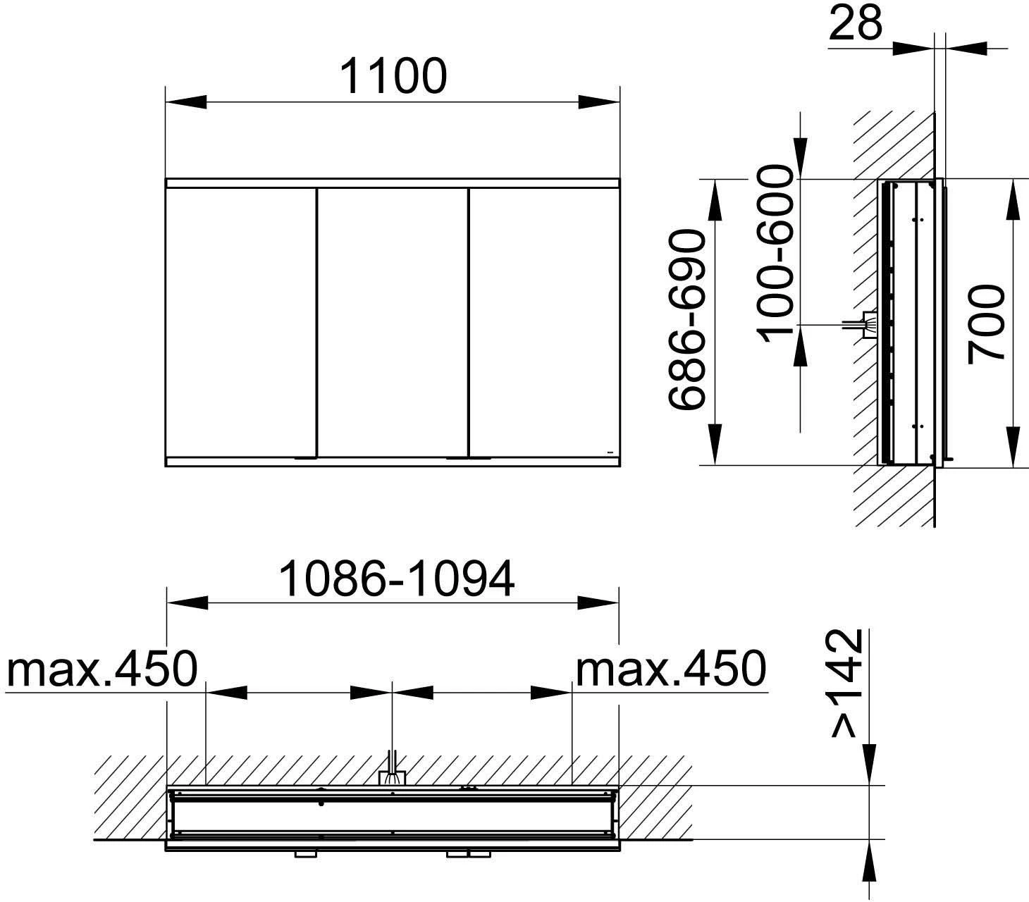 Keuco Royal Modular 2.0 Spiegelschrank 800320110100300 1100 X 700 X 160 Mm, 1 Steckdose, 1 Doppel-USB-Ladestelle, Wandeinbau, 3-türig, DALI 4 Keuco Royal Modular 2.0 Spiegelschrank 800320110100300 1100 X 700 X 160 Mm, 1 Steckdose, 1 Doppel-USB-Ladestelle, Wandeinbau, 3-türig, DALI – Bild 2