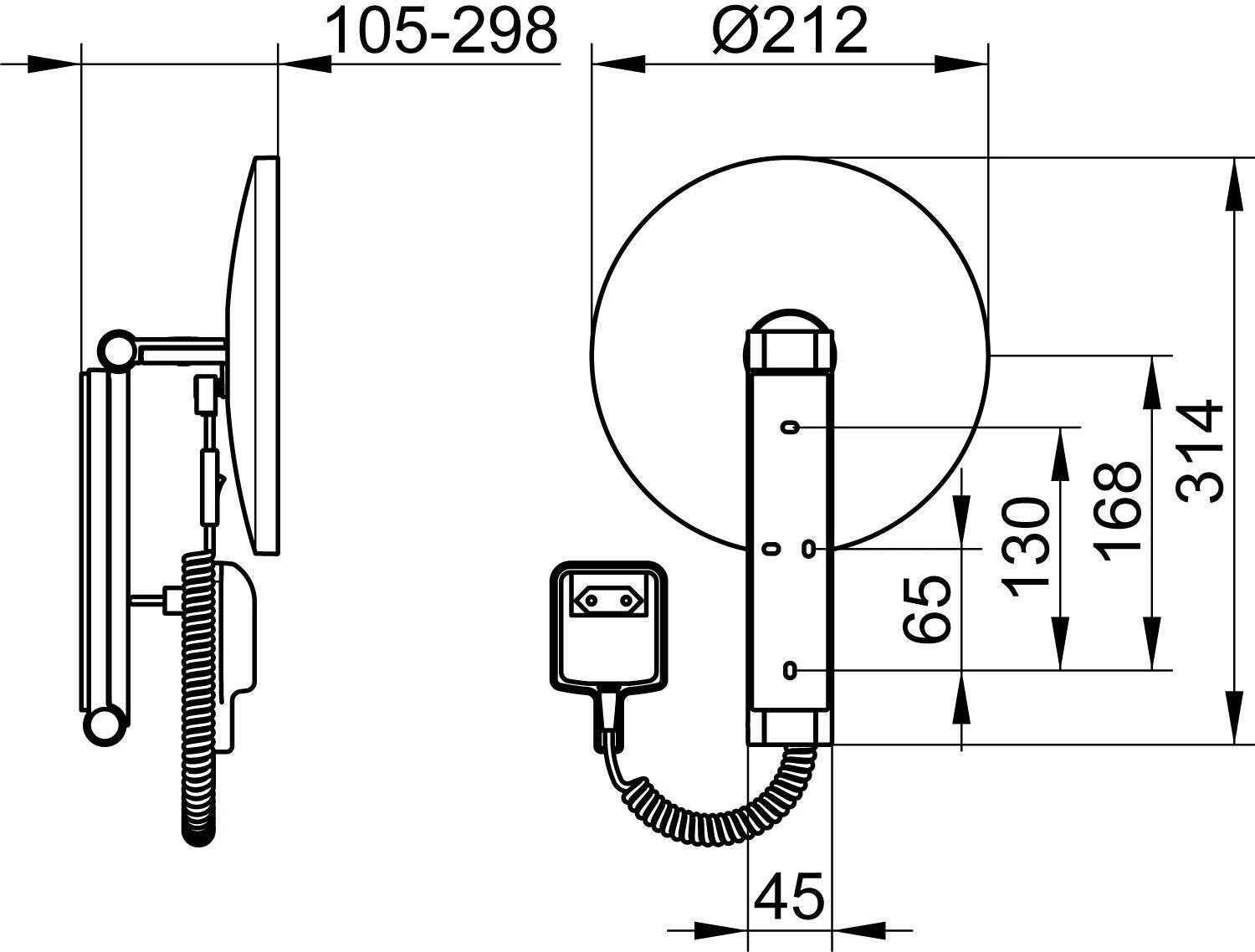 Keuco ILook_move Kosmetikspiegel 17612079001 Beleuchtet, Ø 212 Mm, Spiralkabel, Edelstahl-finish, Stecker-Transformator 4 Keuco ILook_move Kosmetikspiegel 17612079001 Beleuchtet, Ø 212 Mm, Spiralkabel, Edelstahl-finish, Stecker-Transformator – Bild 2