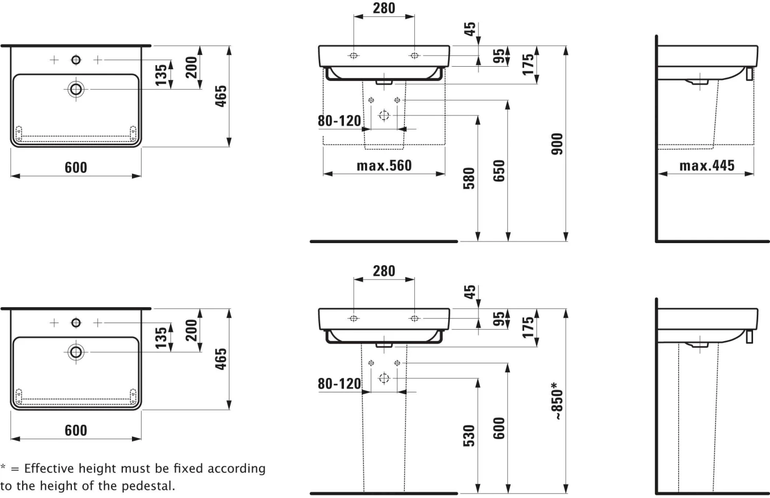 LAUFEN LAUFEN Pro S Waschtisch 8109634001081 60 X 46,5 Cm, 3 Hahnlöcher, Mit Überlauf 7 LAUFEN LAUFEN Pro S Waschtisch 8109634001081 60 X 46,5 Cm, 3 Hahnlöcher, Mit Überlauf – Bild 5