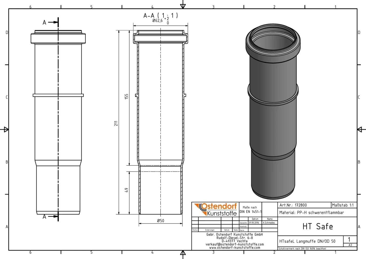 Ostendorf HTsafe HTsafe-Langmuffe 172800 DN/OD 50 3 Ostendorf HTsafe HTsafe-Langmuffe 172800 DN/OD 50 – Bild 2
