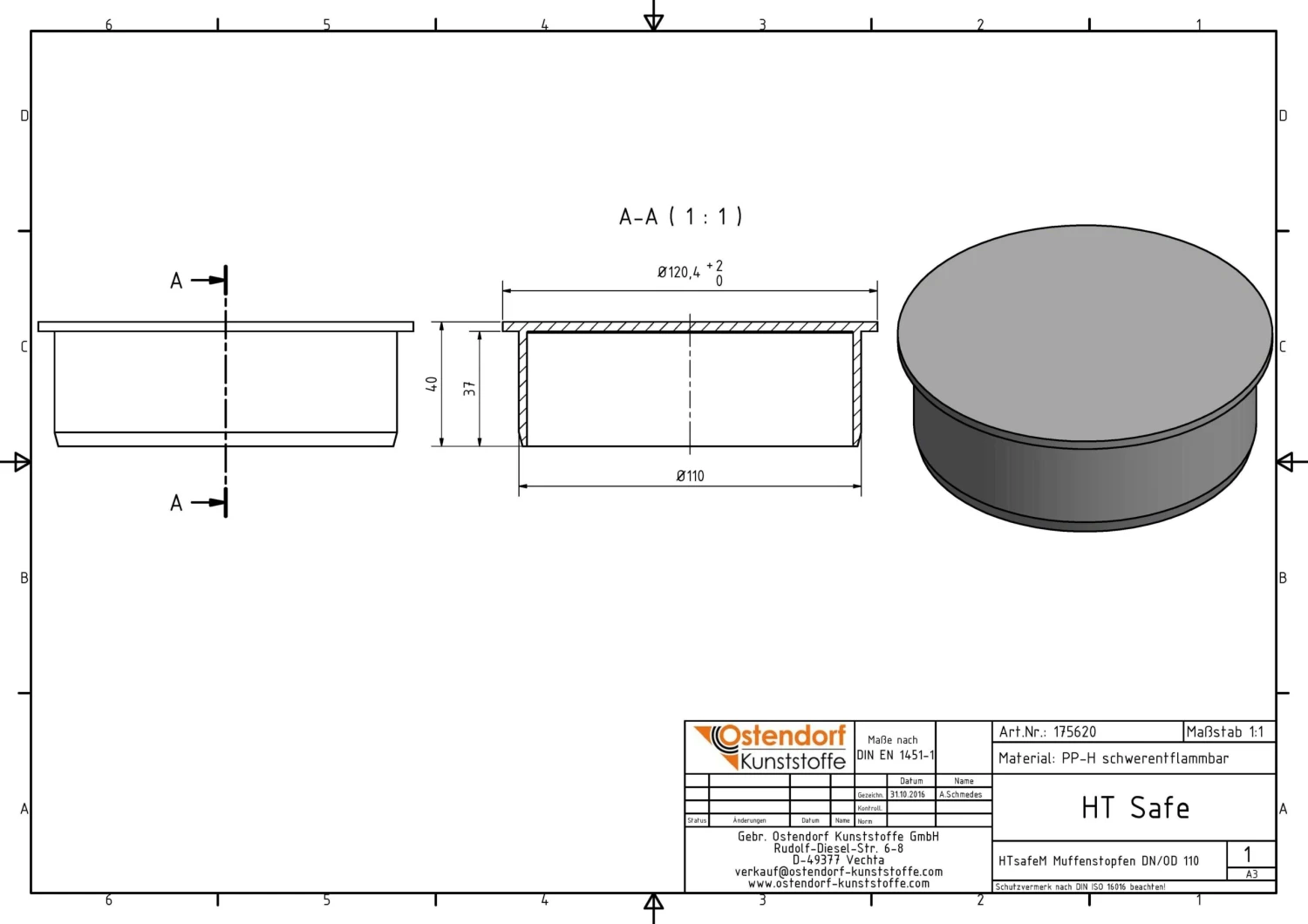 Ostendorf HTsafe HTsafe-Muffenstopfen 175620 DN/OD 110 4 Ostendorf HTsafe HTsafe-Muffenstopfen 175620 DN/OD 110 – Bild 2