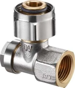 Oventrop Combi 3 Absperrwinkelverschraubung 1016567 G 3/4 ÜMxRp 1/2 IG, Messing Vernickelt