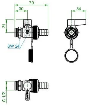 Oventrop Kugelhahn Optiflex 1/2" 1033314 DN 15, Aussengewinde, Kappe 4 Oventrop Kugelhahn Optiflex 1/2" 1033314 DN 15, Aussengewinde, Kappe – Bild 2