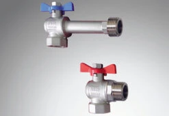 Purmo TempCo Kugelventilset FFJAMVNP44F44V5 1" IG X 1" AG Flachdichtend, Eckform, Vernickelt