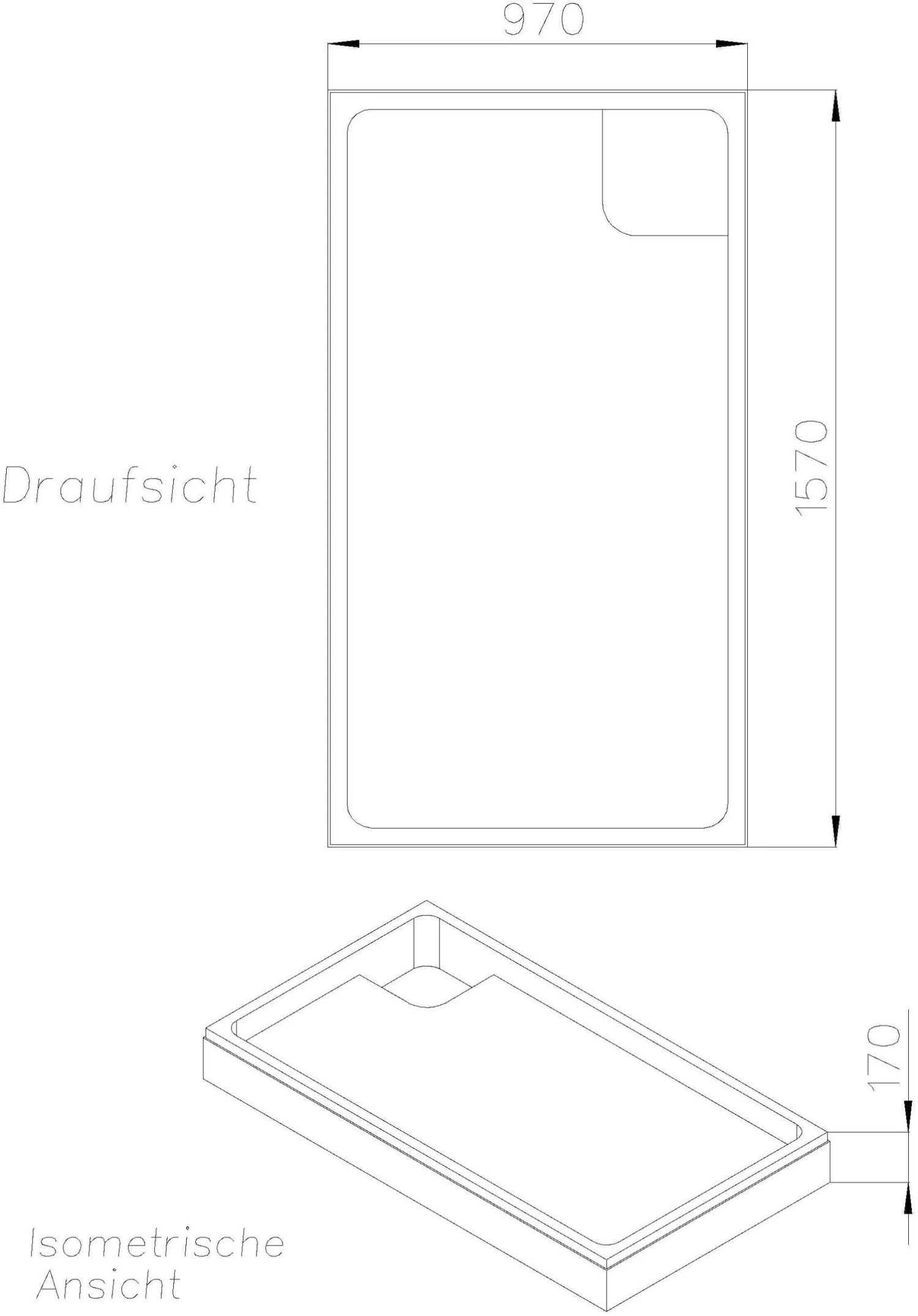 Schedel Duschwannenträger SD21057 160x100x4,3cm, Höhe 17cm 4 Schedel Duschwannenträger SD21057 160x100x4,3cm, Höhe 17cm – Bild 2