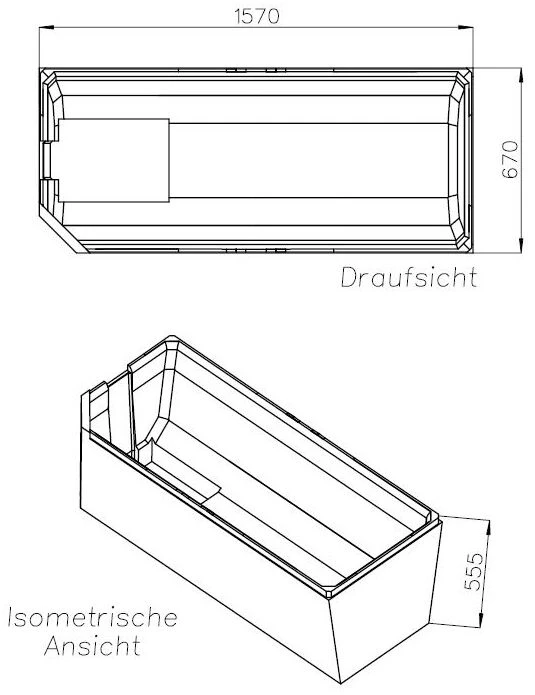 Schedel Wannenträger SW10125 160x70cm, Fußende Links, Höhe 55,5cm 4 Schedel Wannenträger SW10125 160x70cm, Fußende Links, Höhe 55,5cm – Bild 2