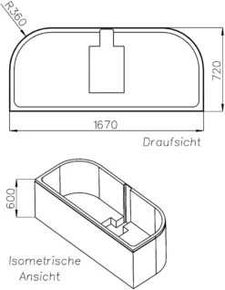 Schedel Wannenträger SW11140 170x75cm, 2 Rundungen, Höhe 60cm -Geberit Store Schedel Wannentraeger SW11140 170x75cm 2 Rundungen Hoehe 60cm 1