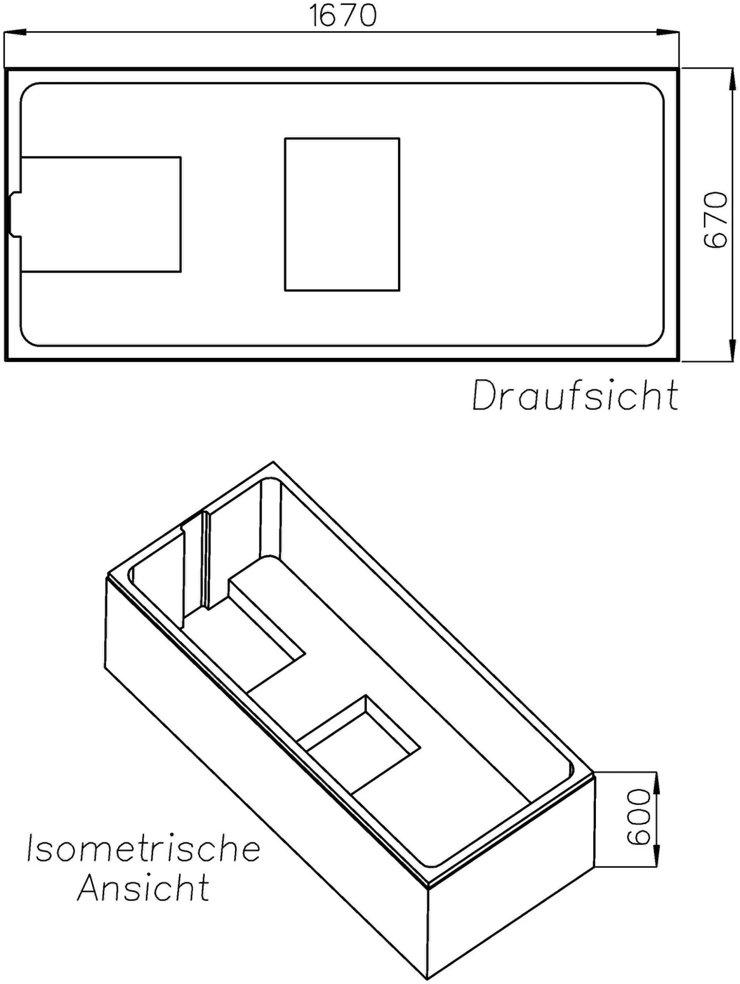 Schedel XL Hoesch Regatta Wannenträger SW13759 170x70cm, Höhe 60cm 4 Schedel XL Hoesch Regatta Wannenträger SW13759 170x70cm, Höhe 60cm – Bild 2