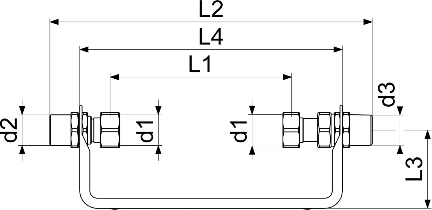Schlösser Wasserzähler-Bügel 0022502500001 1" Qn 2,5, Starr, Waagerecht, Edelstahl, Verschraubungen 4 Schlösser Wasserzähler-Bügel 0022502500001 1" Qn 2,5, Starr, Waagerecht, Edelstahl, Verschraubungen – Bild 2