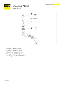 Viega Ablaufgarnitur Varioplex 6931.45 40/50x70x120mm, Chrom, Komplett -Geberit Store Viega Ablaufgarnitur Varioplex 6931.45 40 50x70x120mm chrom komplett 2