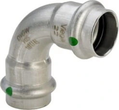 Viega Sanpress Inox Bogen 435653 22mm, Stahl Nichtrostend, 90Grad, SC-Contur
