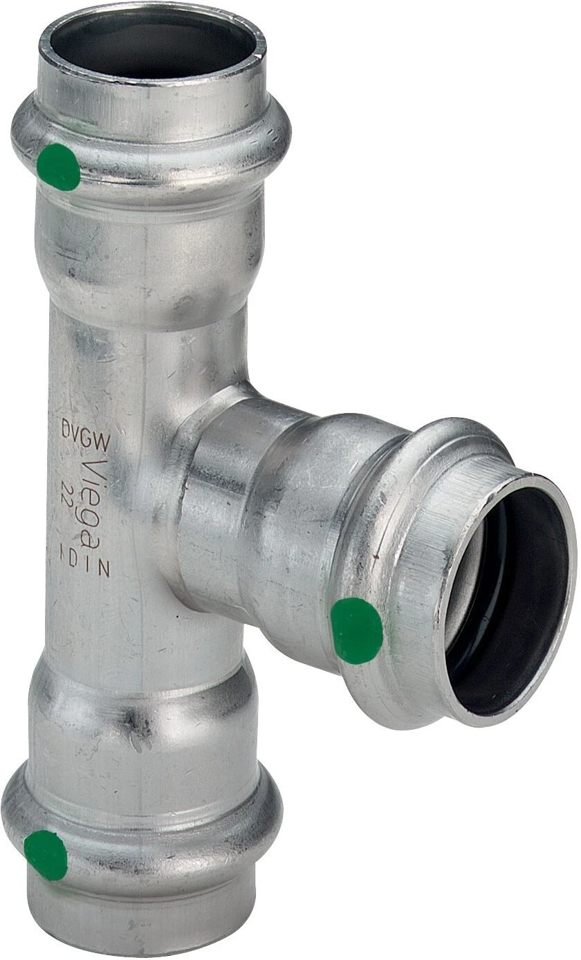 Viega Sanpress Inox T-Stück 435943 22x18x22mm, Stahl Nichtrostend, SC-Contur 3 Viega Sanpress Inox T-Stück 435943 22x18x22mm, Stahl Nichtrostend, SC-Contur
