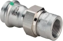 Viega Sanpress Inox Verschraubung 437459 15mmxRp 1/2, Stahl Nichtrostend, Flachdichtend, SC-Contur