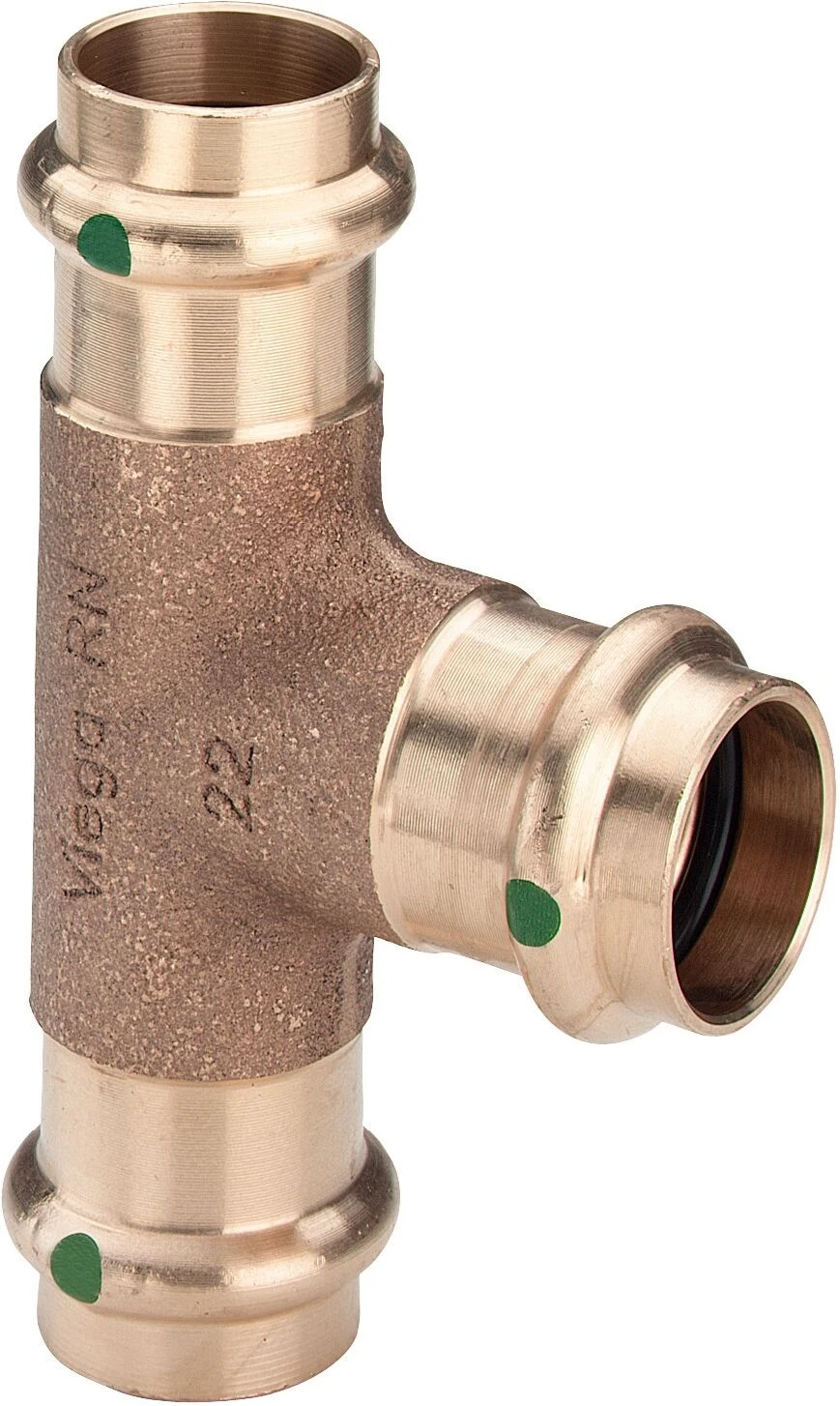 Viega Sanpress T-Stück 109165 22 X 15 X 22 Mm, Mit SC-Contur, Rotguss Oder Siliziumbronze 3 Viega Sanpress T-Stück 109165 22 X 15 X 22 Mm, Mit SC-Contur, Rotguss Oder Siliziumbronze