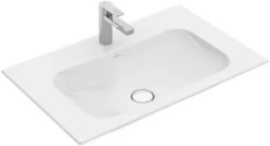Villeroy Und Boch Finion Möbelwaschtisch 416481RW 80x50cm, Stone White C+, Mittleres Hahnloch Durchstochen, Ohne Überlauf