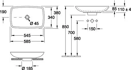 Villeroy&Boch Loop&Friends Waschtisch 51540101 58,5 X 38 Cm, Weiss, Ohne Überlauf 5 Villeroy&Boch Loop&Friends Waschtisch 51540101 58,5 X 38 Cm, Weiss, Ohne Überlauf – Bild 3