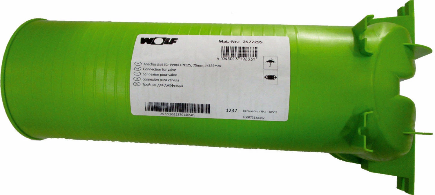 Wolf CWL Excellent Anschlussteil 2577295 DN 75, 90° C, 325mm, 2 Rohrstutzen, 1 Rohrkappe 3 Wolf CWL Excellent Anschlussteil 2577295 DN 75, 90° C, 325mm, 2 Rohrstutzen, 1 Rohrkappe